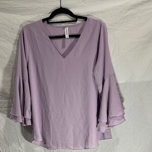 Zenana Outfitters Lavender Ruffle Sleeve Blouse